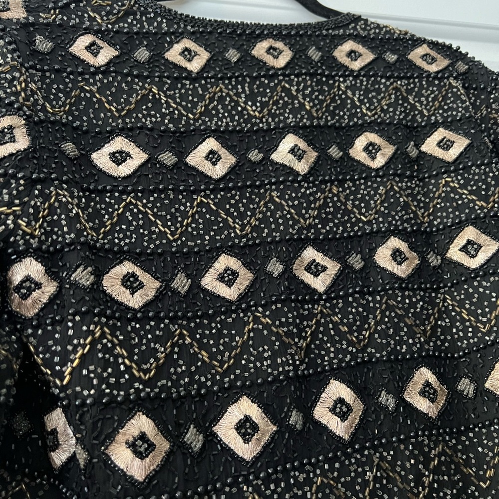 Vintage Adrianna Papell Geometric Beaded Silk Jacket - Picture 10 of 10